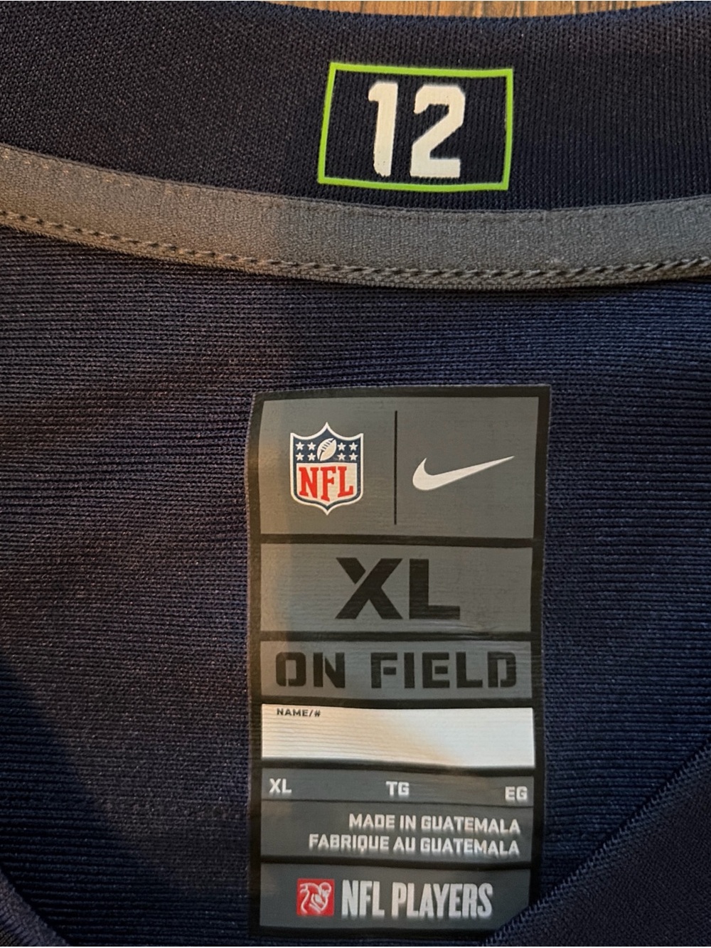 NFL Seahawks Navy and Neon Green #3 Football Jersey - Picture 2 of 5